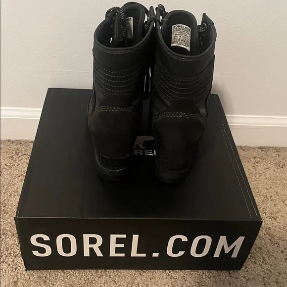 Sorel Black Lace-Up Wedge Boots - Picture 3 of 6